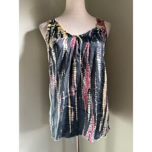 Zadig & Voltaire Tie Dye Tank Top Skull Buttons S boho Y2K fqiry whimsi blue pik